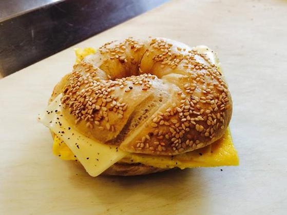 Egg and Cheese sandwich on bagel